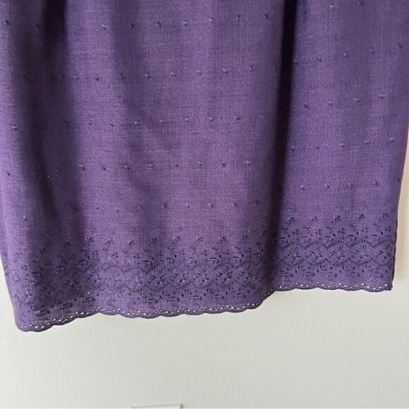 R & K Plus Size Short Sleeve Purple Embroidered Dress Size 14 - Picture 5 of 8